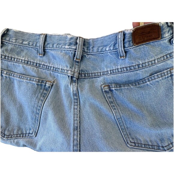 VTG LL Bean Classic Fit Jean 35x29 (32x28) 90s Light Wash Fade Distressed Denim - Picture 9 of 15